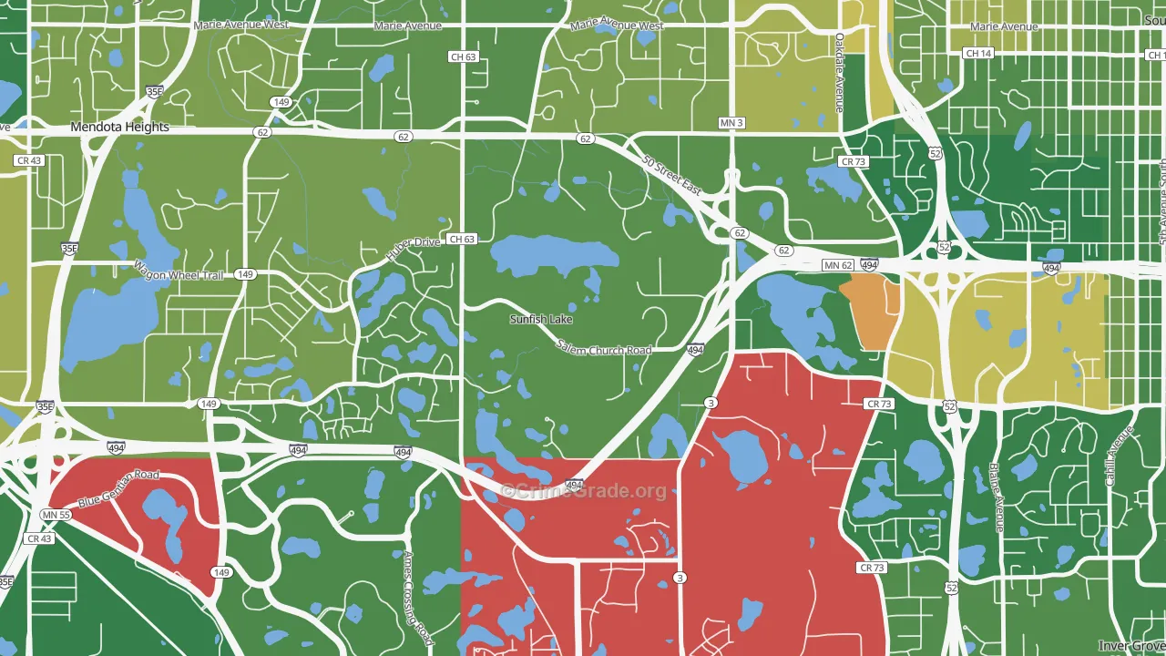 Sunfish Lake, MN Map of Murder Rates