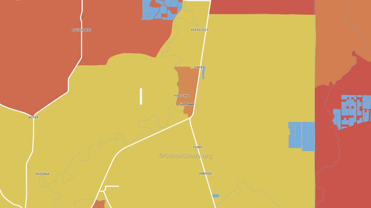 Sunflower, MS Map of Murder Rates