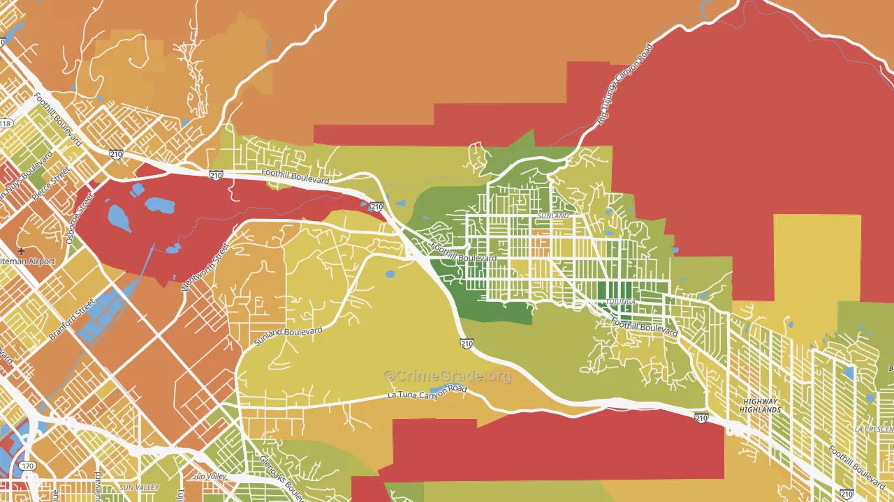 Sunland, CA Map of Murder Rates