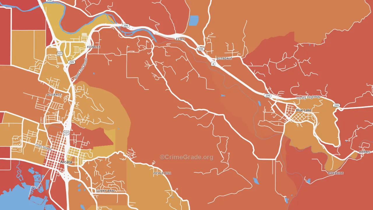 Sunny Brae, CA Map of Murder Rates