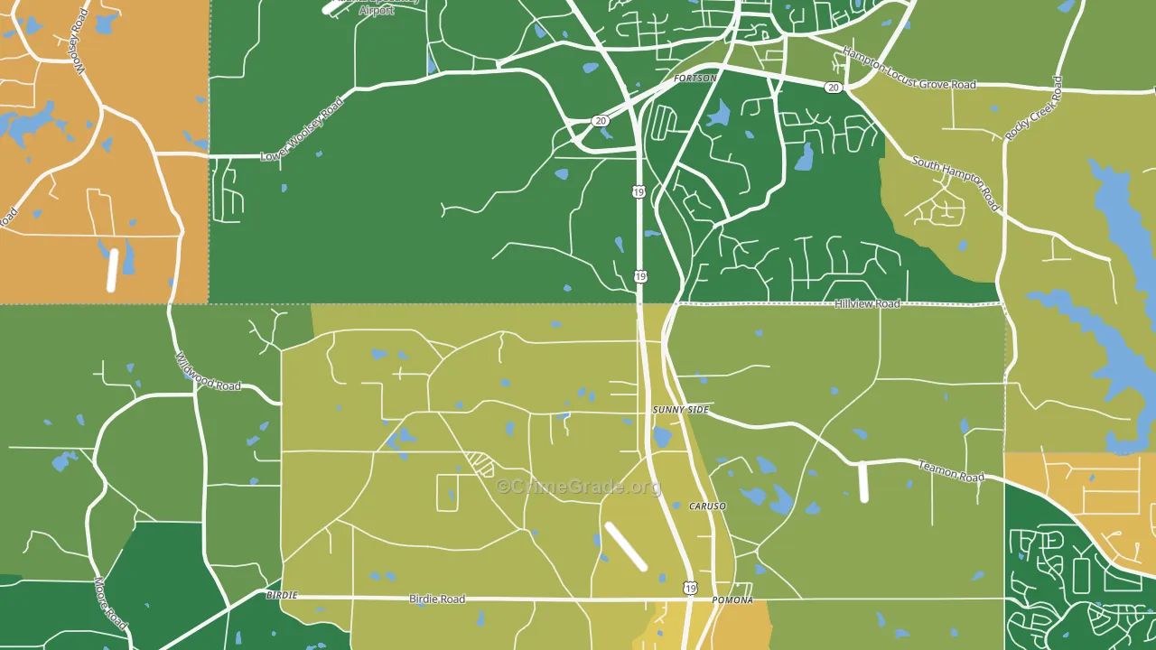 Sunny Side, GA Map of Murder Rates