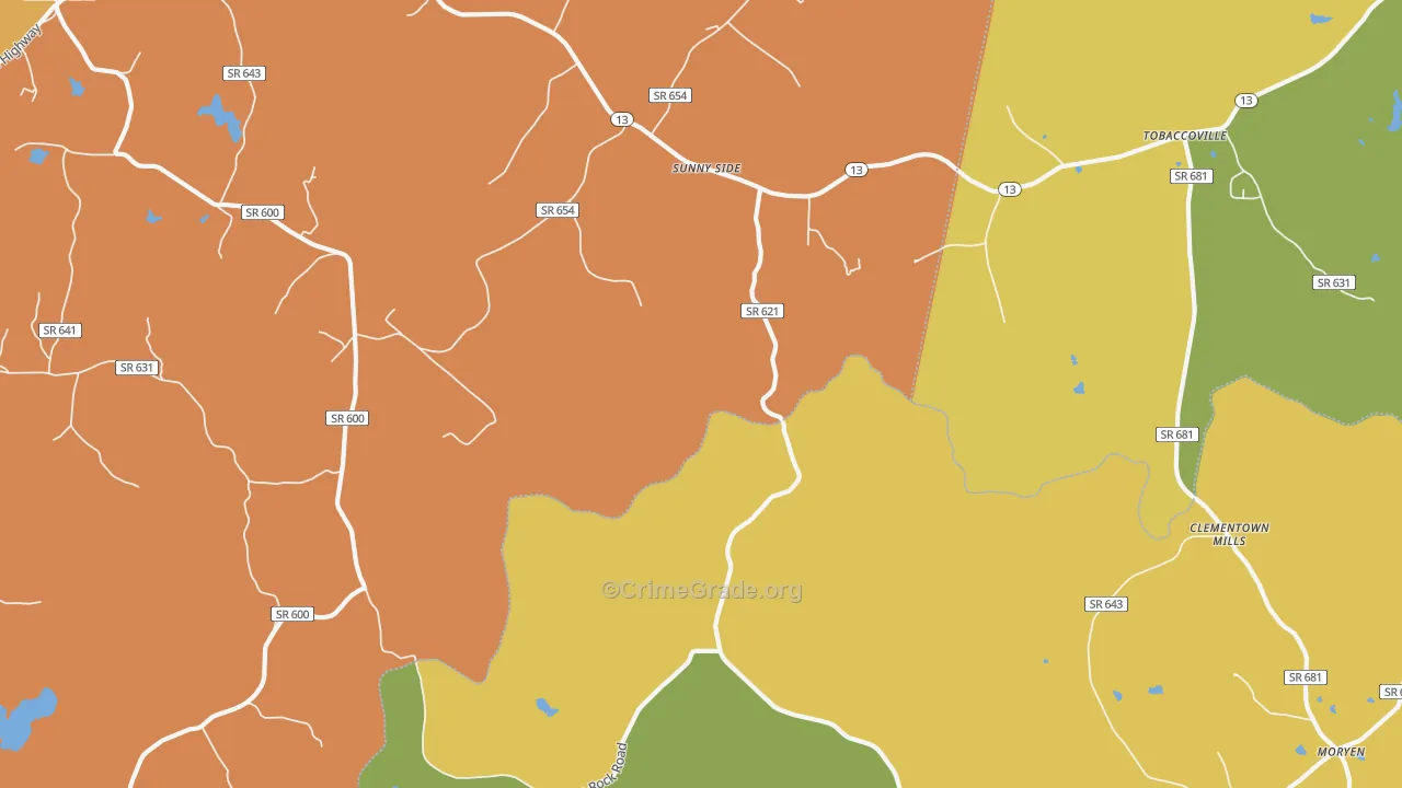 Sunny Side, VA Map of Murder Rates