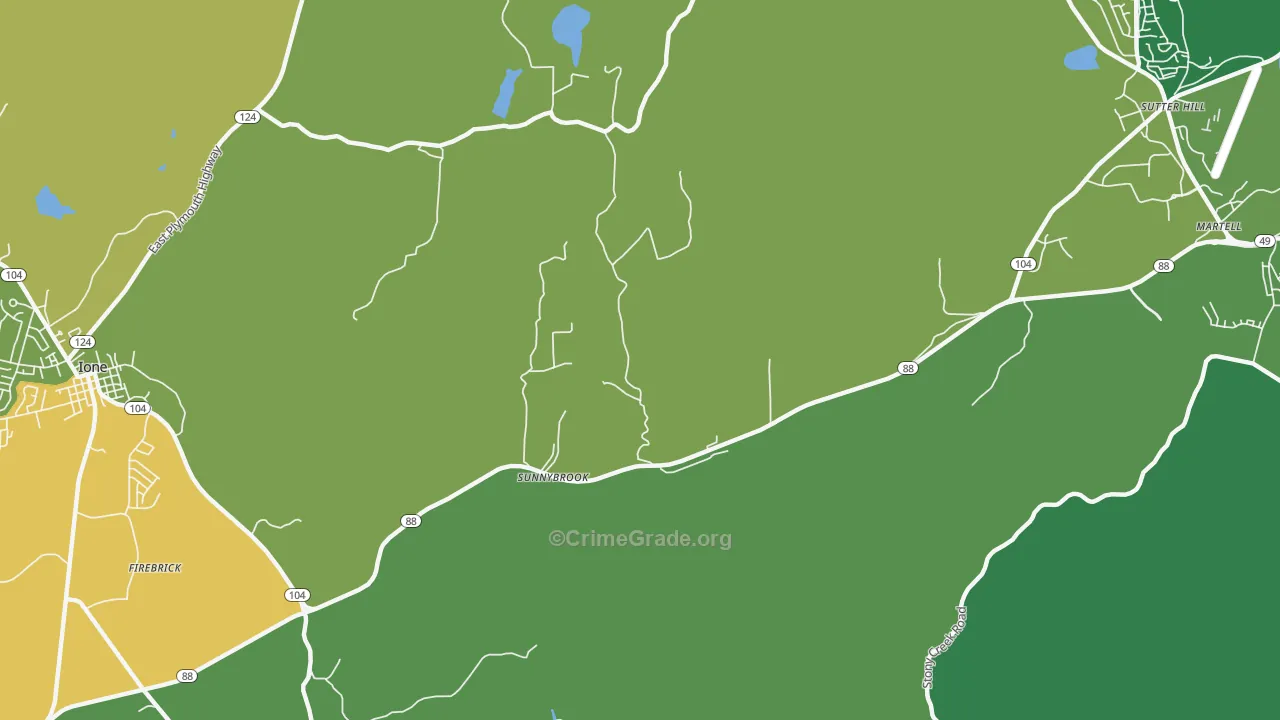 Sunnybrook, CA Map of Murder Rates