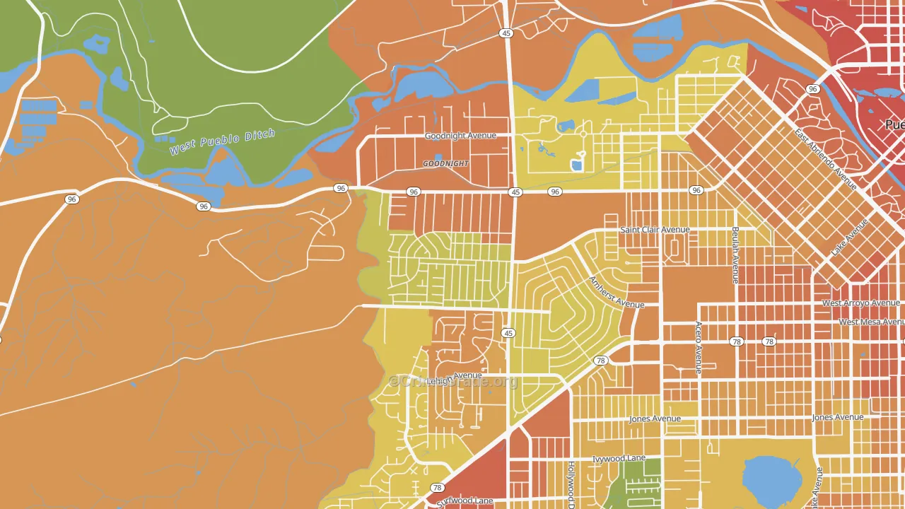 Sunnyheights, Pueblo, CO Map of Murder Rates
