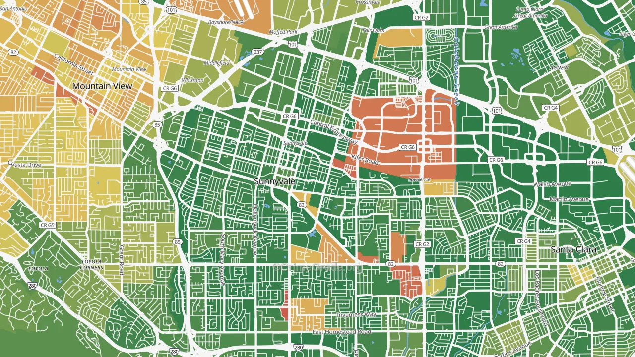 Sunnyvale, CA Map of Murder Rates