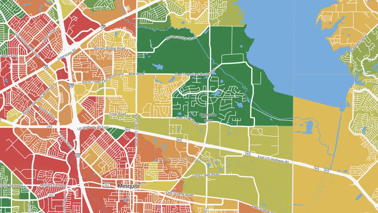 Sunnyvale, TX Map of Murder Rates