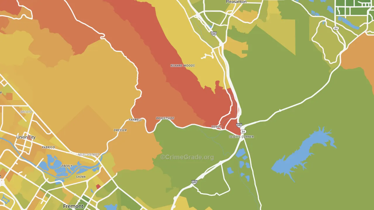 Sunol, CA Map of Murder Rates