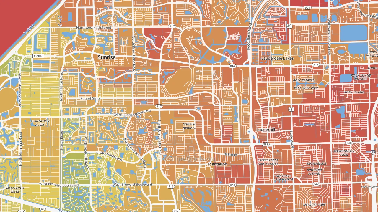 Sunrise Golf Village East, Sunrise, FL Map of Murder Rates