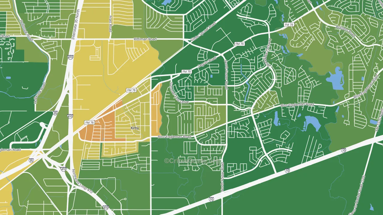 Sunrise, San Antonio, TX Map of Murder Rates