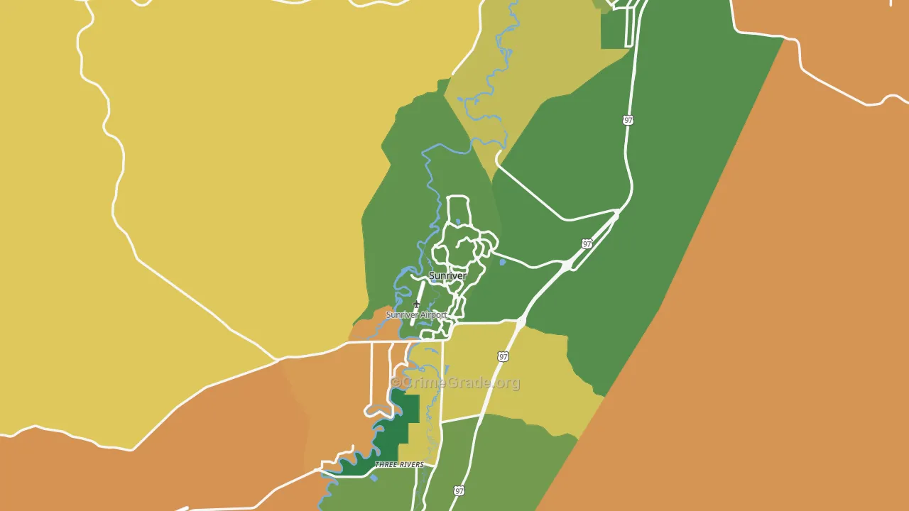 Sunriver, OR Map of Murder Rates