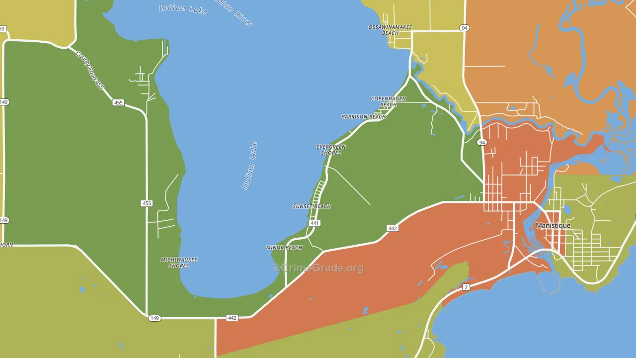 Sunset Beach, MI Map of Murder Rates