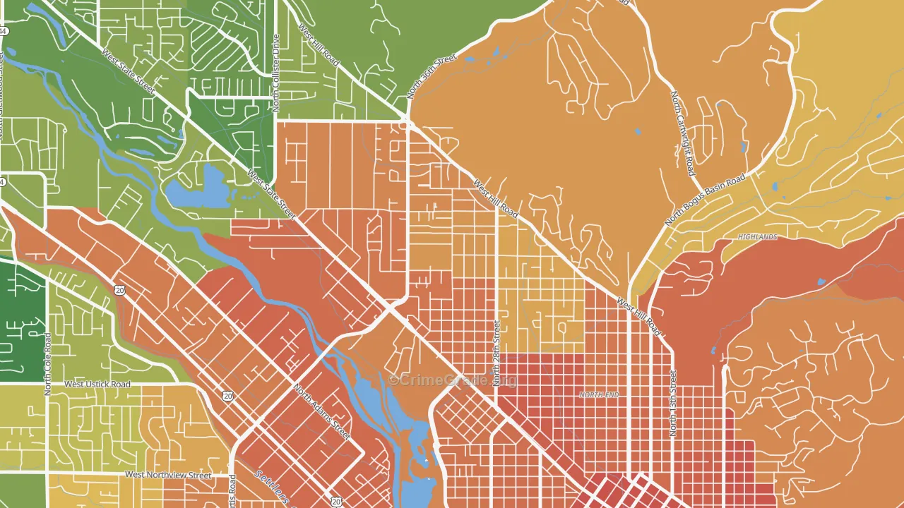 Sunset, Boise, ID Map of Murder Rates