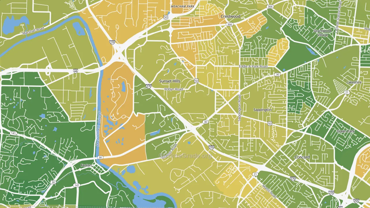 Sunset Hills, MO Map of Murder Rates
