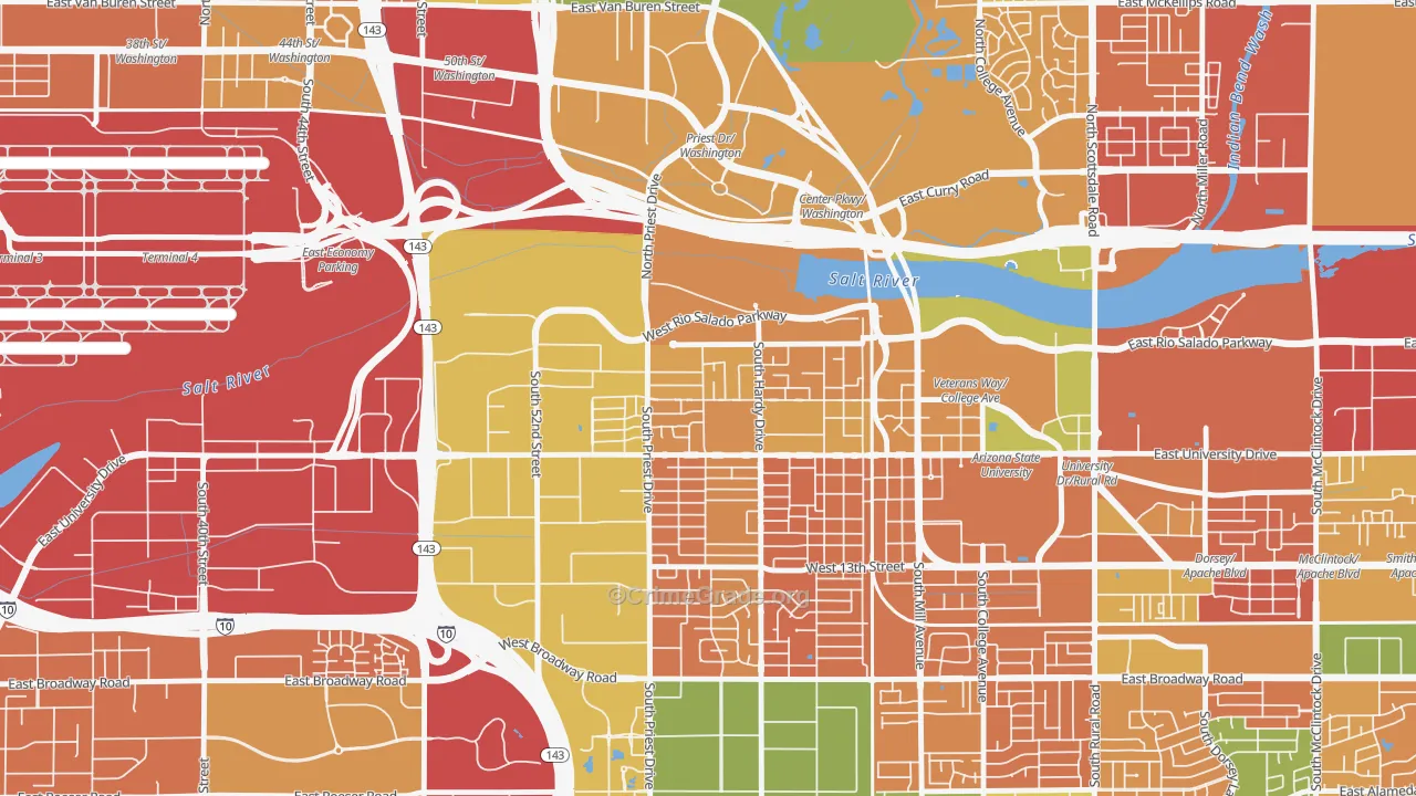 Sunset, Tempe, AZ Map of Murder Rates