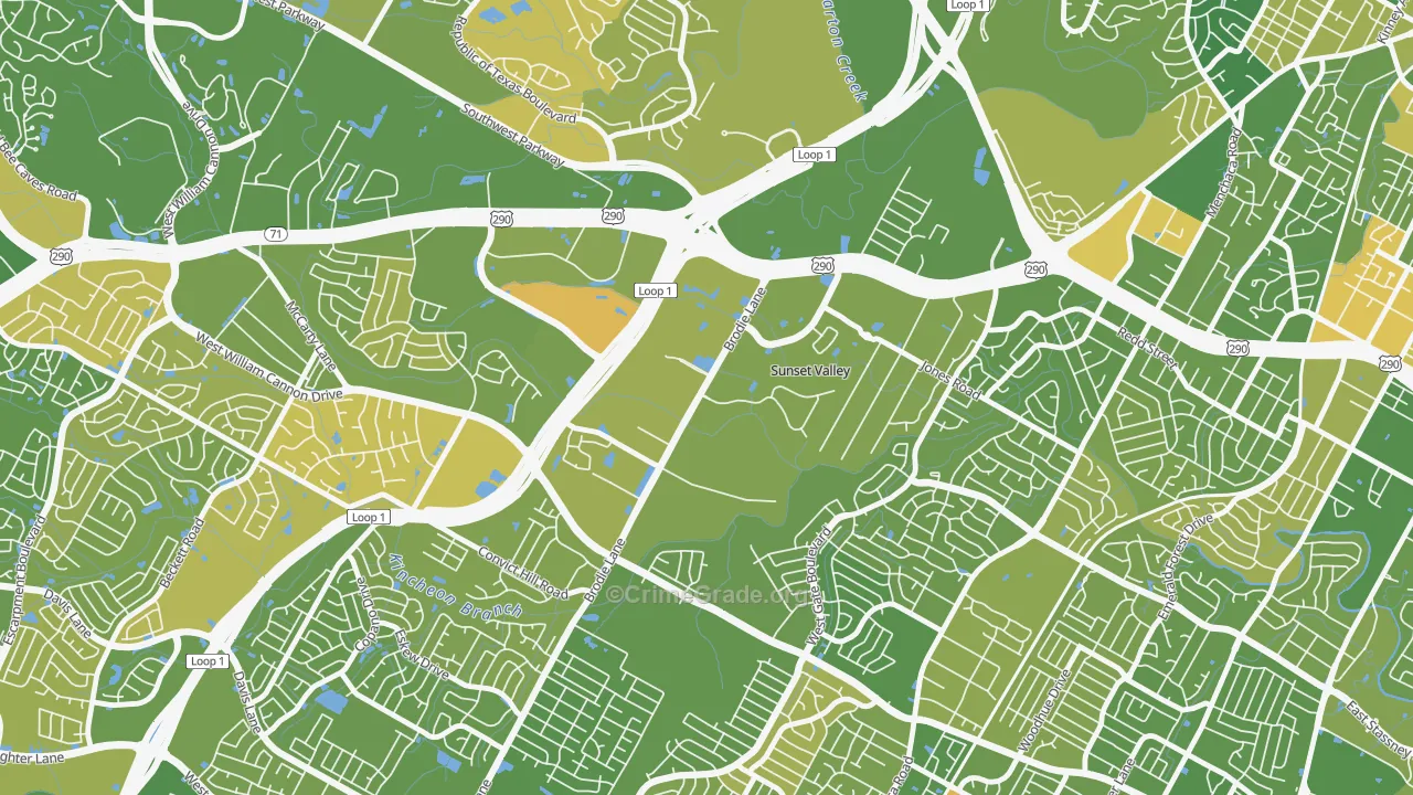 Sunset Valley, TX Map of Murder Rates