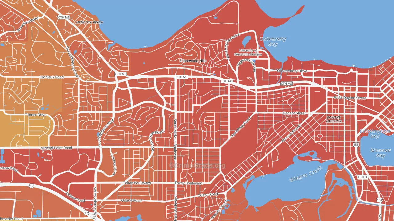 Sunset Village, Madison, WI Map of Murder Rates