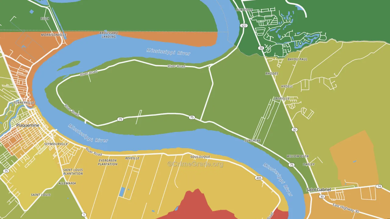 Sunshine, LA Map of Murder Rates