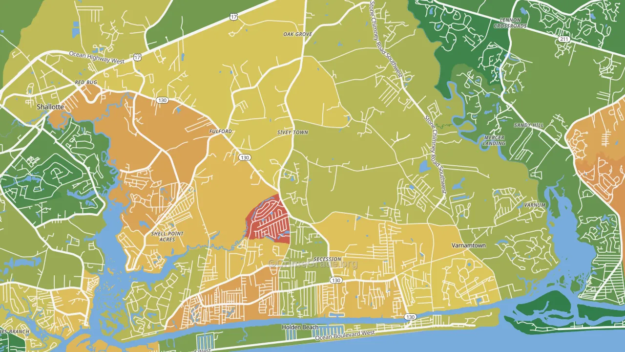 Supply, NC Map of Murder Rates
