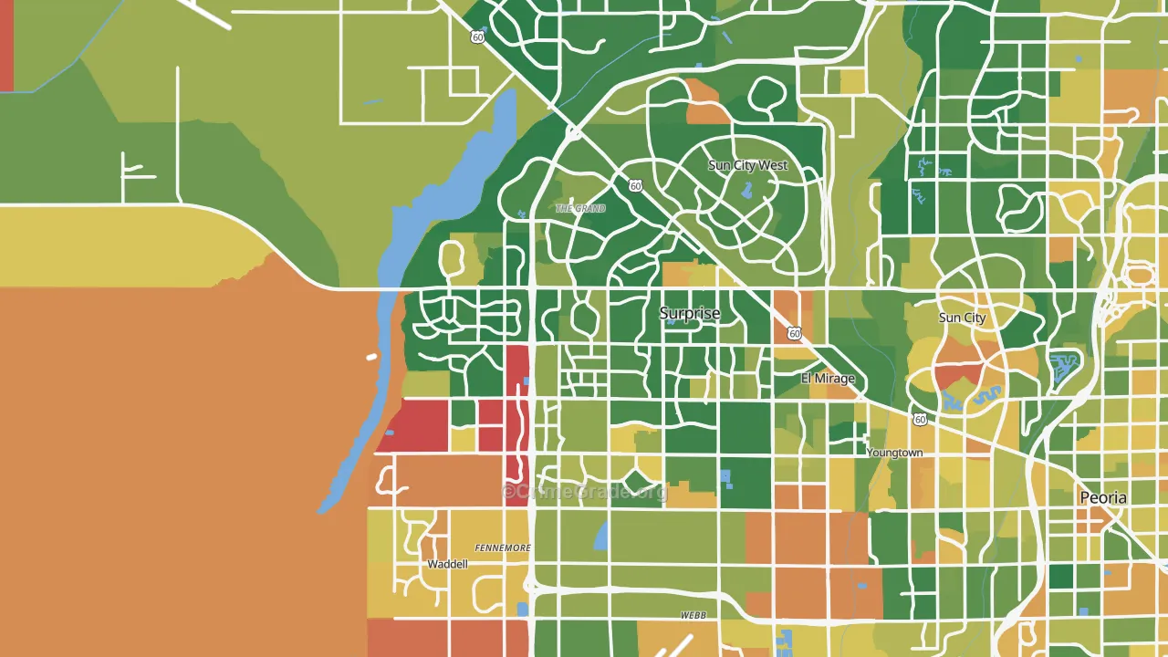 Surprise, AZ Map of Murder Rates