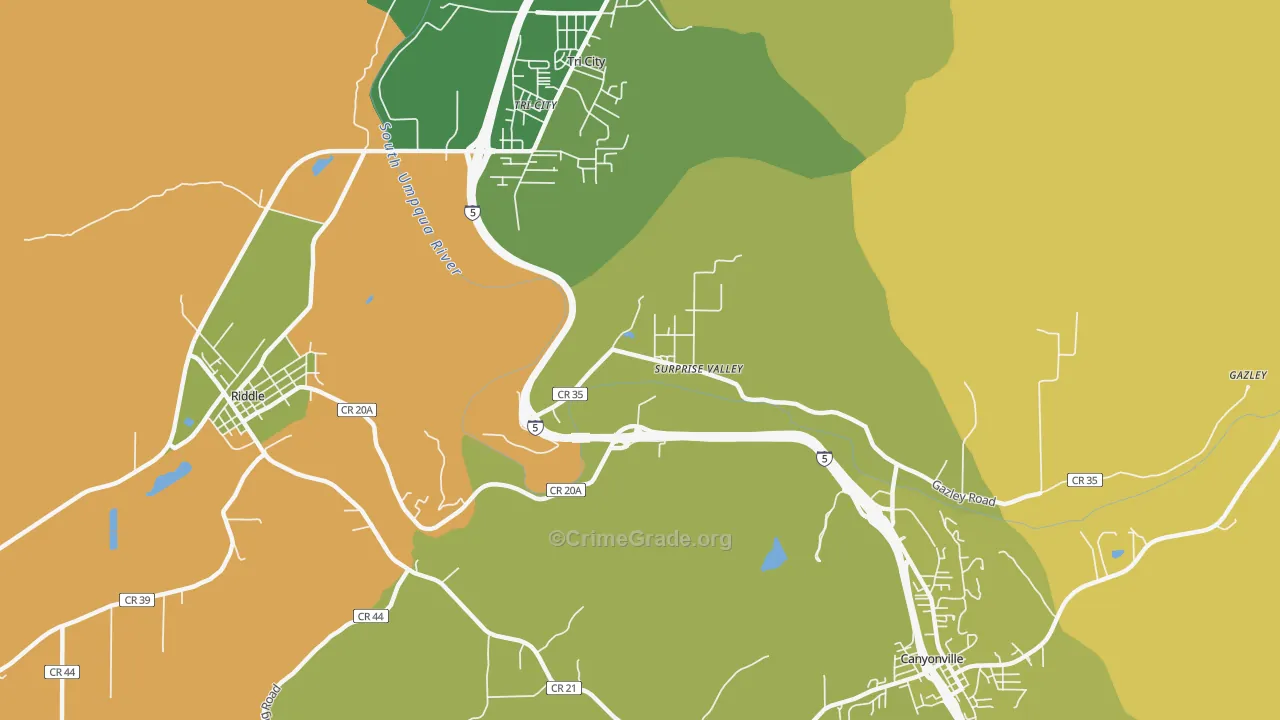 Surprise Valley, OR Map of Murder Rates