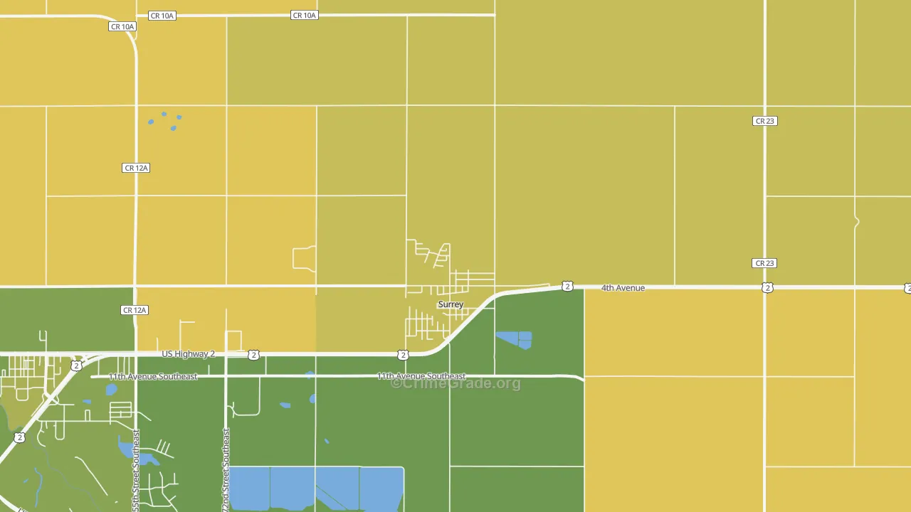 Surrey, ND Map of Murder Rates