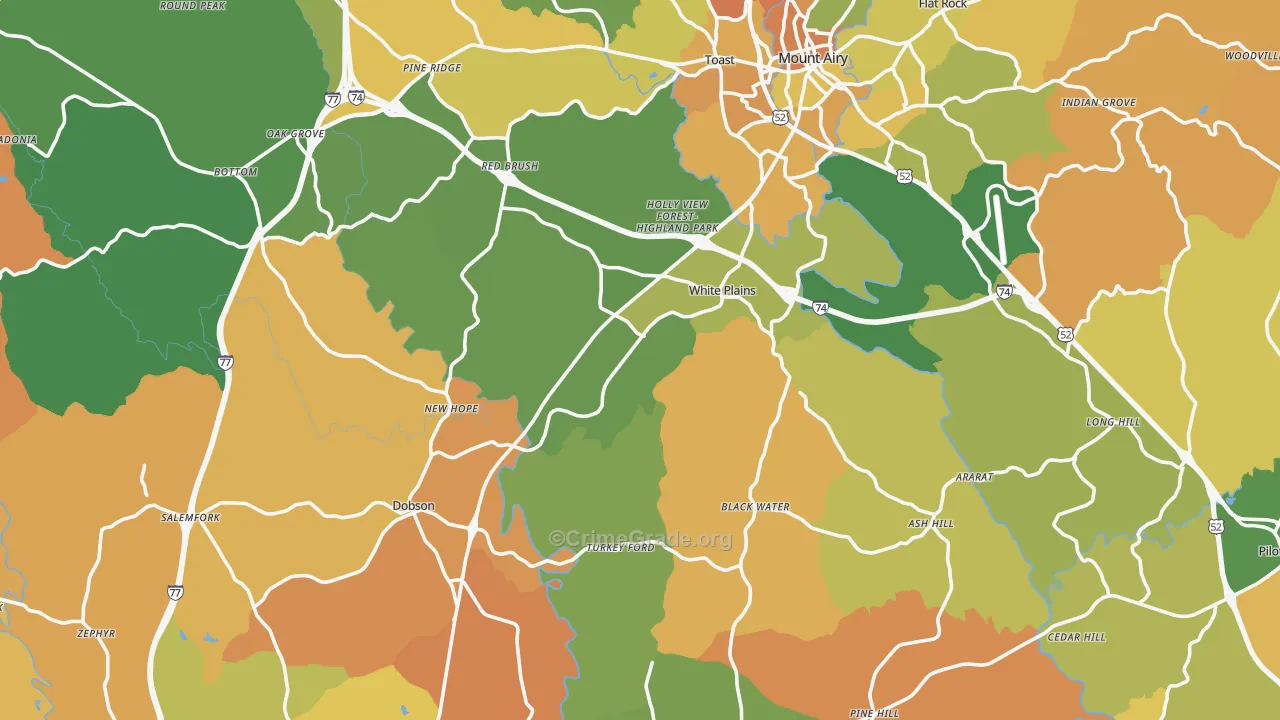 Surry County, NC Map of Murder Rates