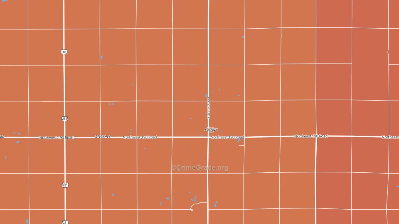 Susank, KS Map of Murder Rates