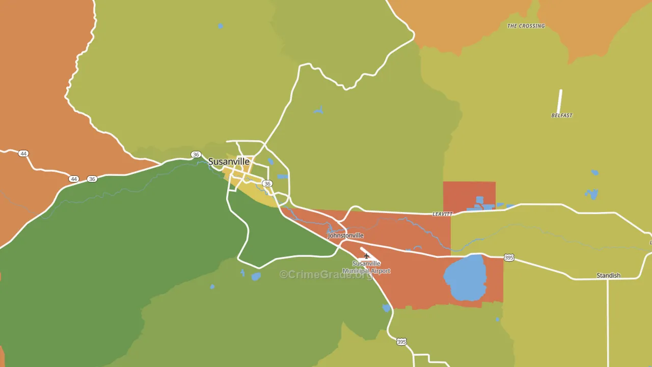 Susanville, CA Map of Murder Rates