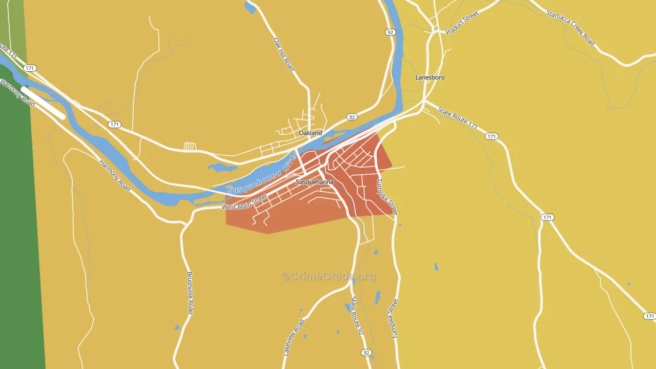 Susquehanna Depot, PA Map of Murder Rates