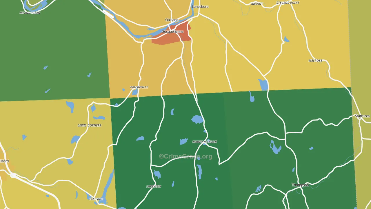 Susquehanna, PA Map of Murder Rates