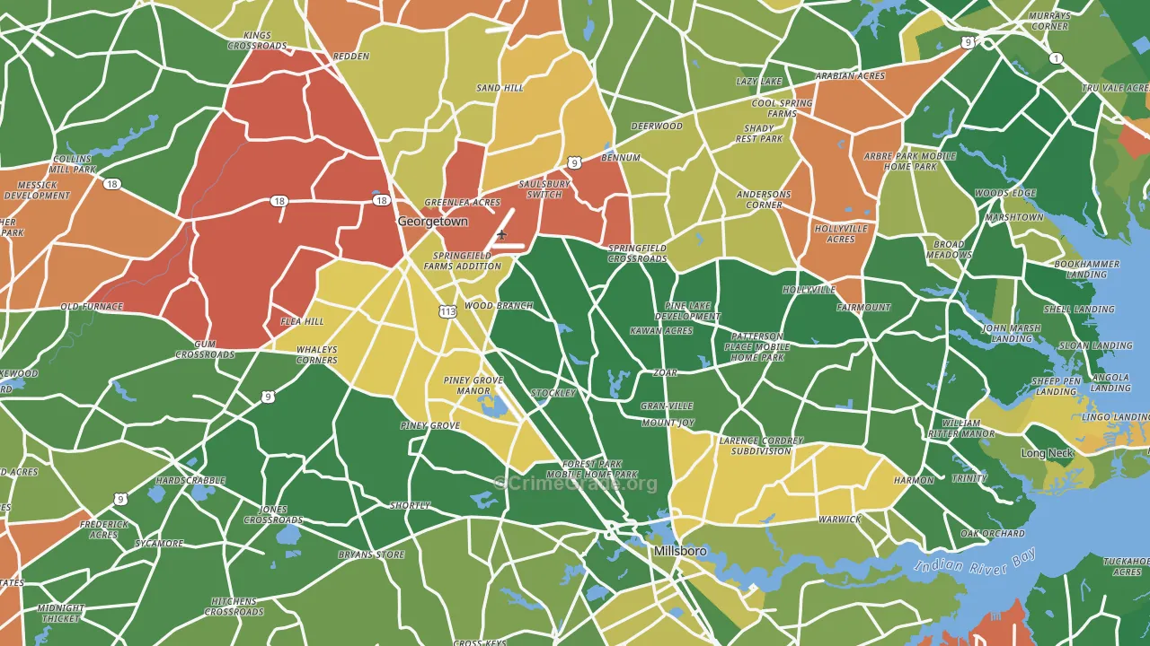 Sussex County, DE Map of Murder Rates