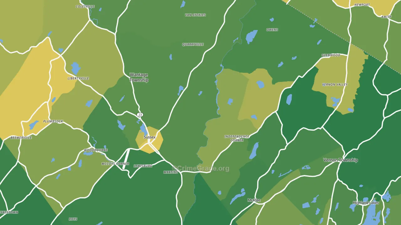 Sussex, NJ Map of Murder Rates