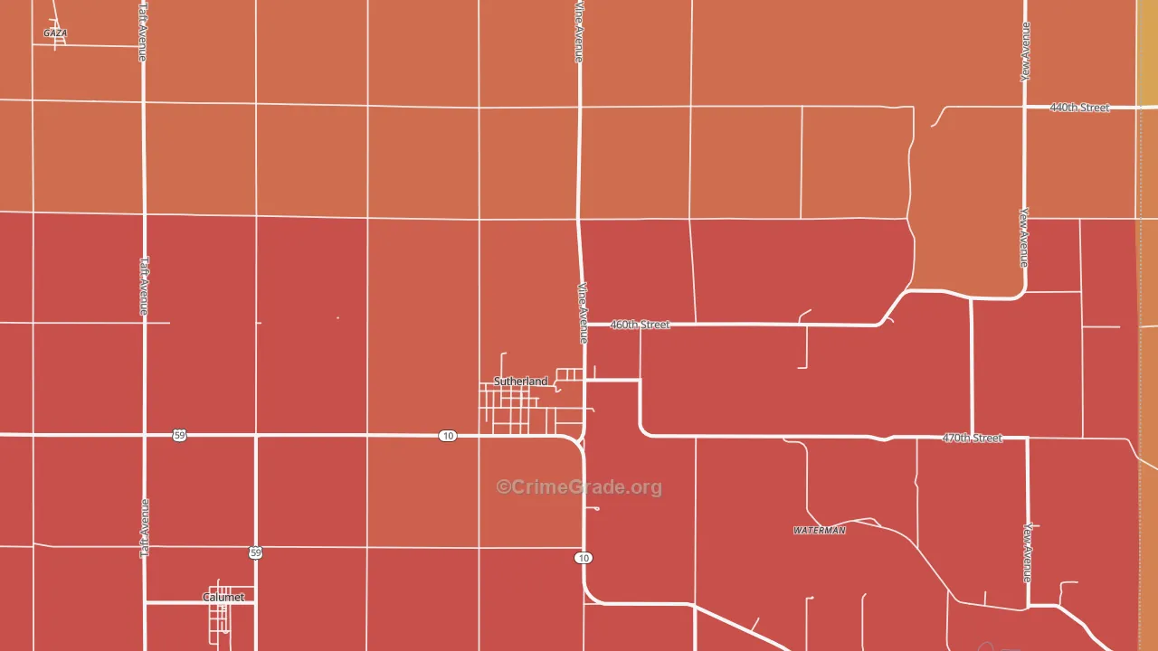 Sutherland, IA Map of Murder Rates