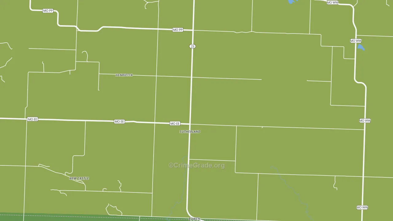Sutherland, MO Map of Murder Rates