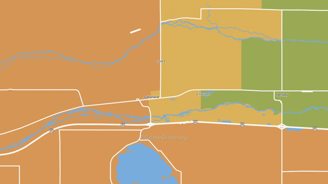 Sutherland, NE Map of Murder Rates