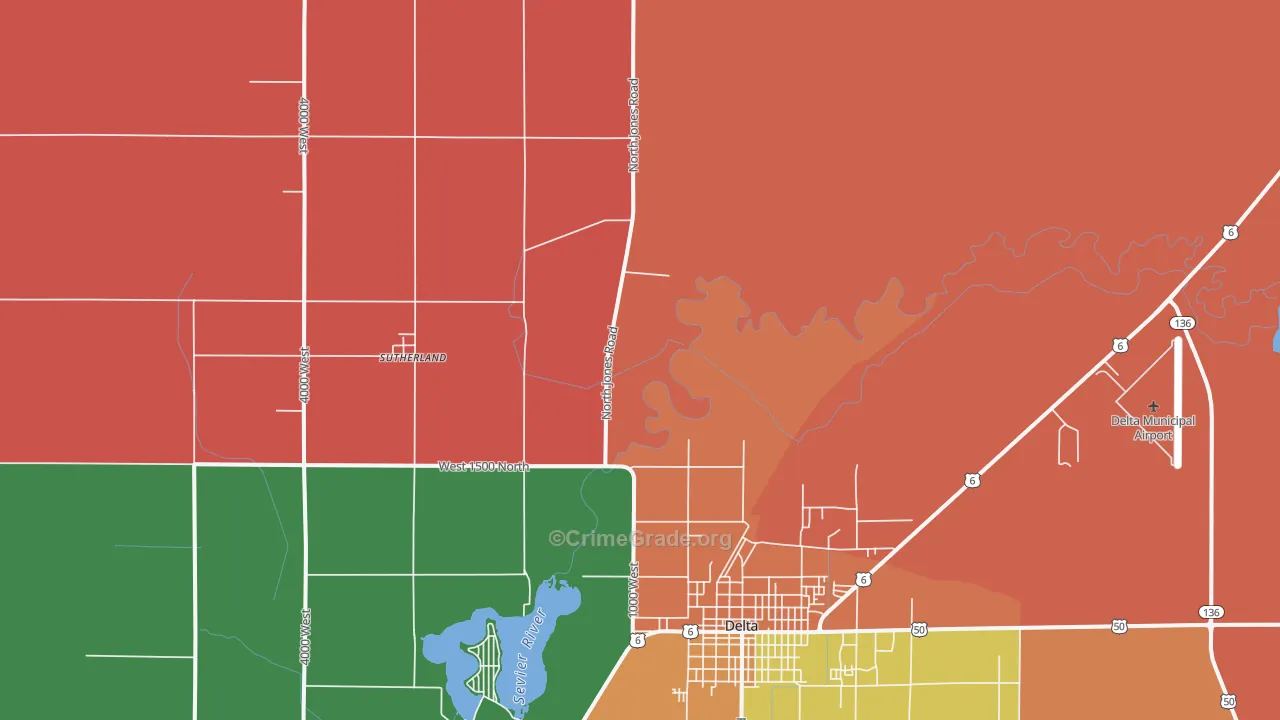 Sutherland, UT Map of Murder Rates