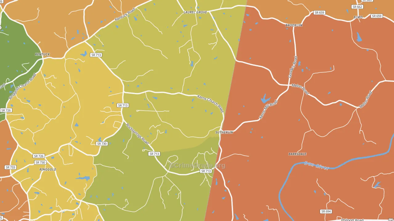 Sutherlin, VA Map of Murder Rates