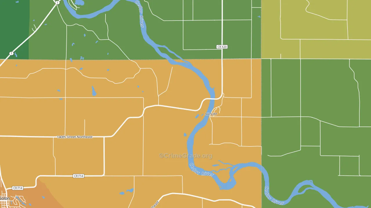 Sutliff, IA Map of Murder Rates