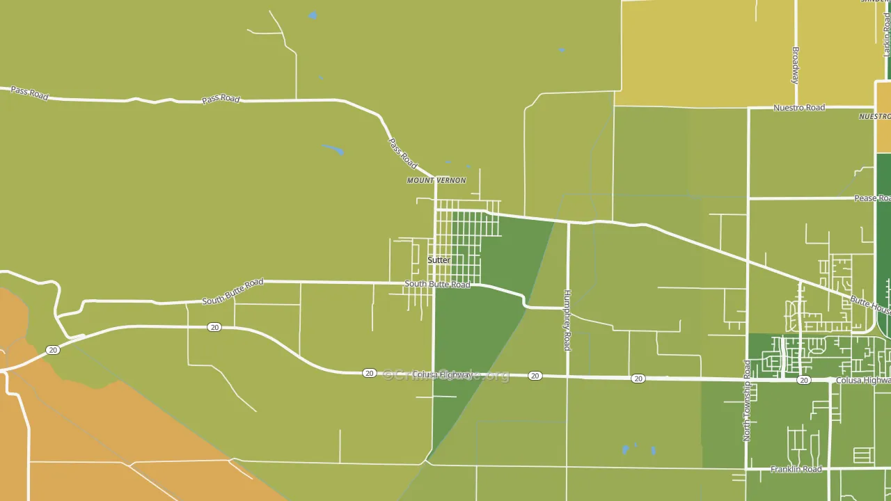 Sutter, CA Map of Murder Rates