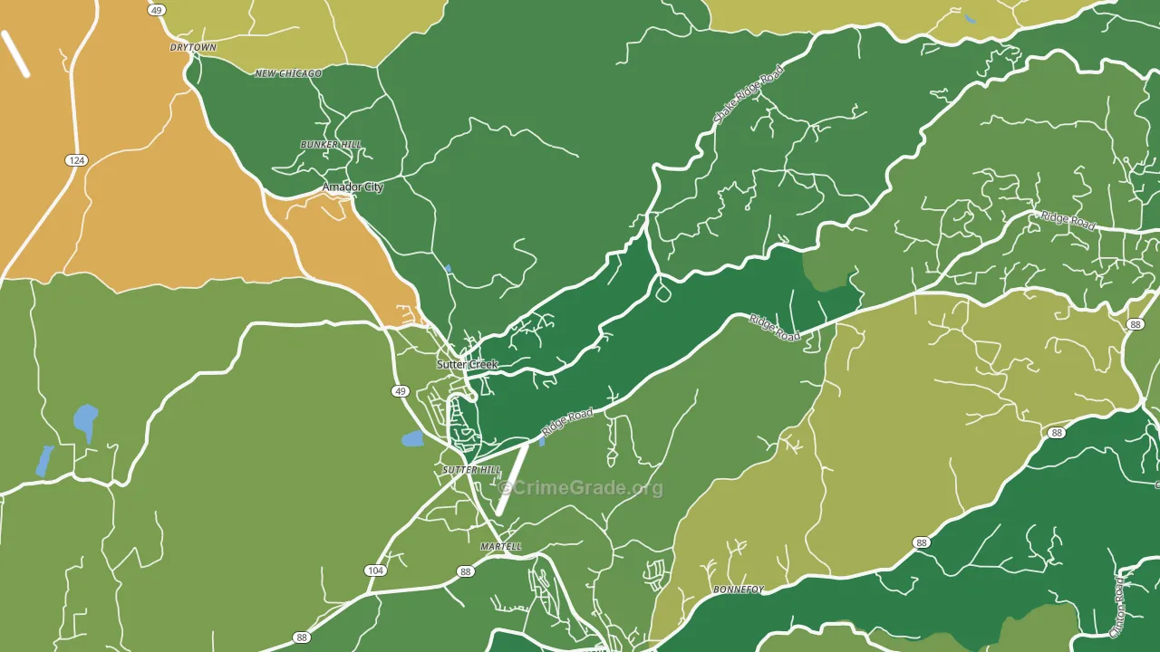 Sutter Creek, CA Map of Murder Rates
