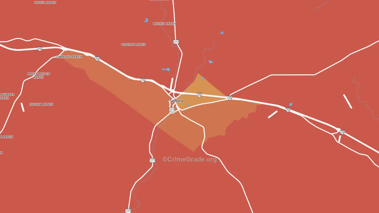 Sutton County, TX Map of Murder Rates