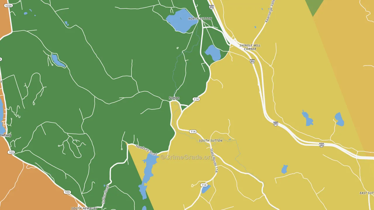 Sutton, NH Map of Murder Rates