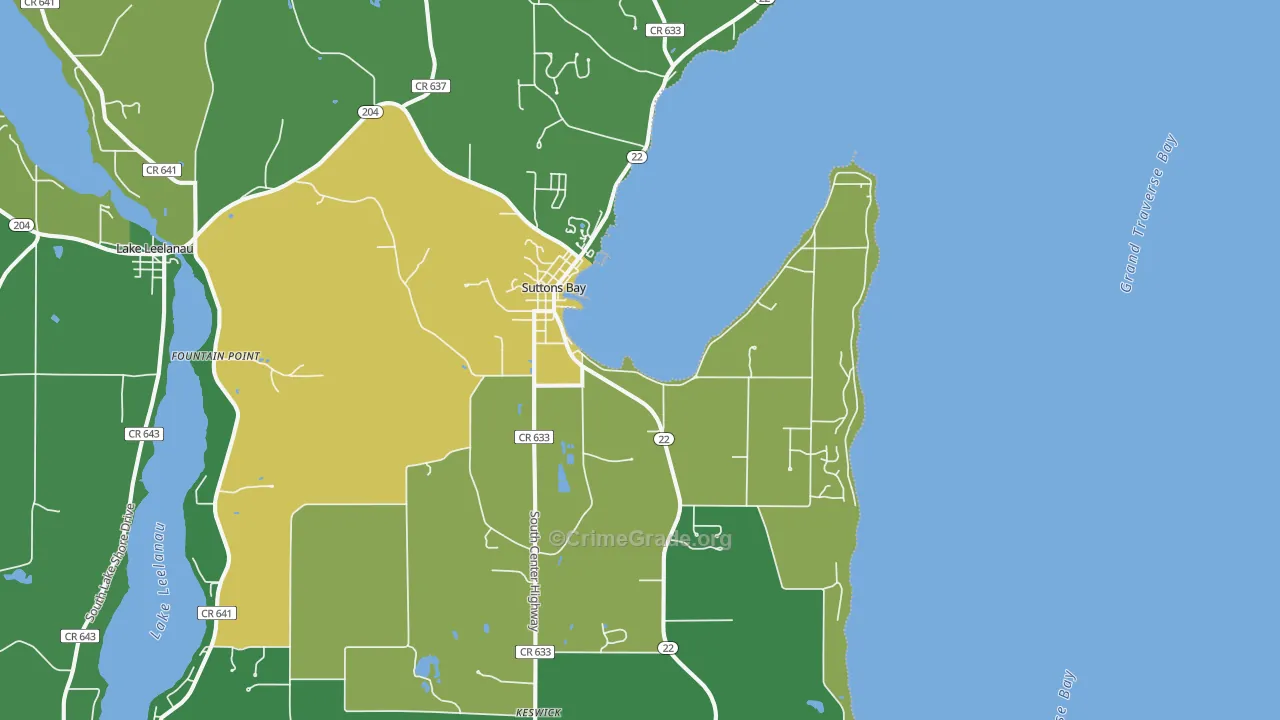 Suttons Bay, MI Map of Murder Rates