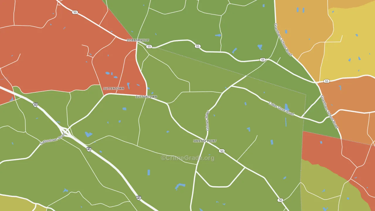 Suttontown, NC Map of Murder Rates