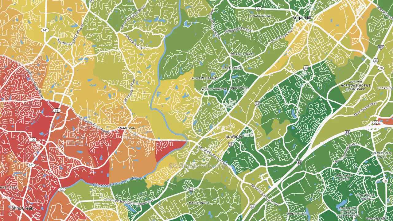 Suwanee, GA Map of Murder Rates