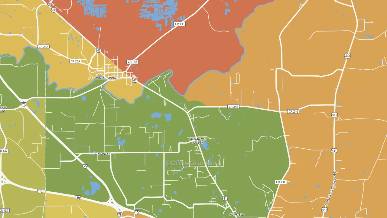 Suwannee Valley, FL Map of Murder Rates