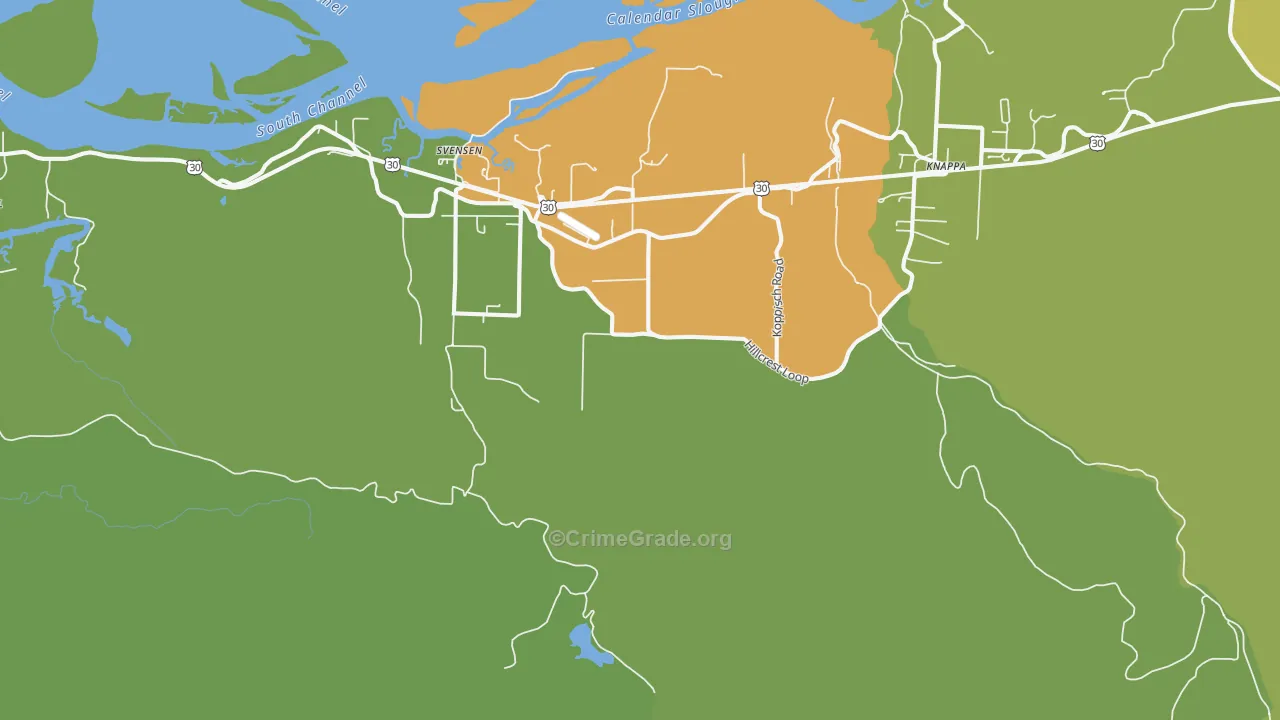 Svensen, OR Map of Murder Rates