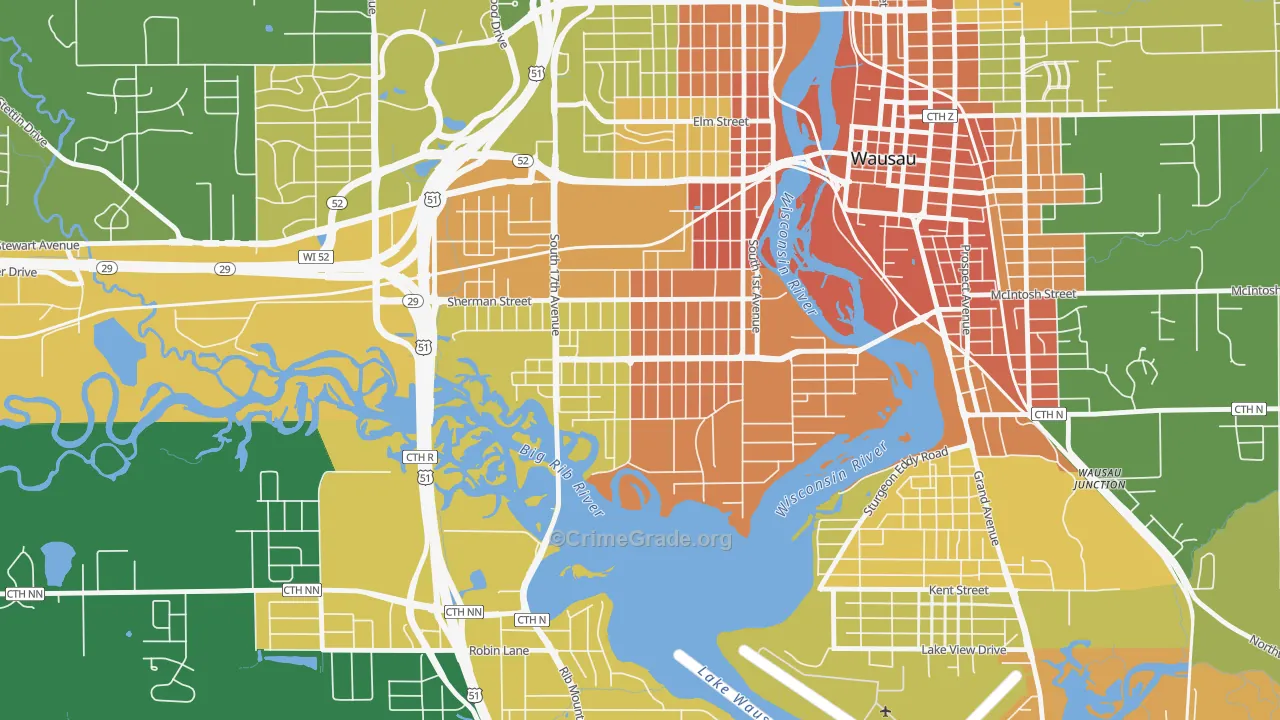SW Jones, Wausau, WI Map of Murder Rates