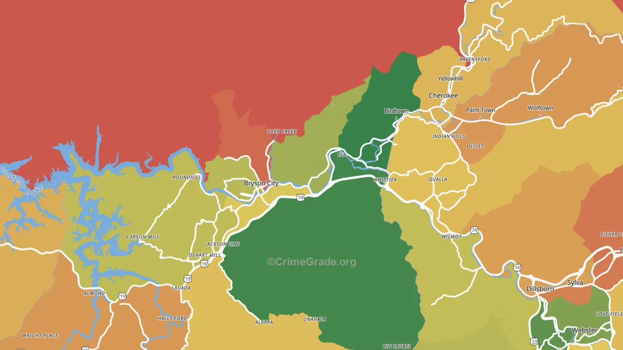 Swain County, NC Map of Murder Rates