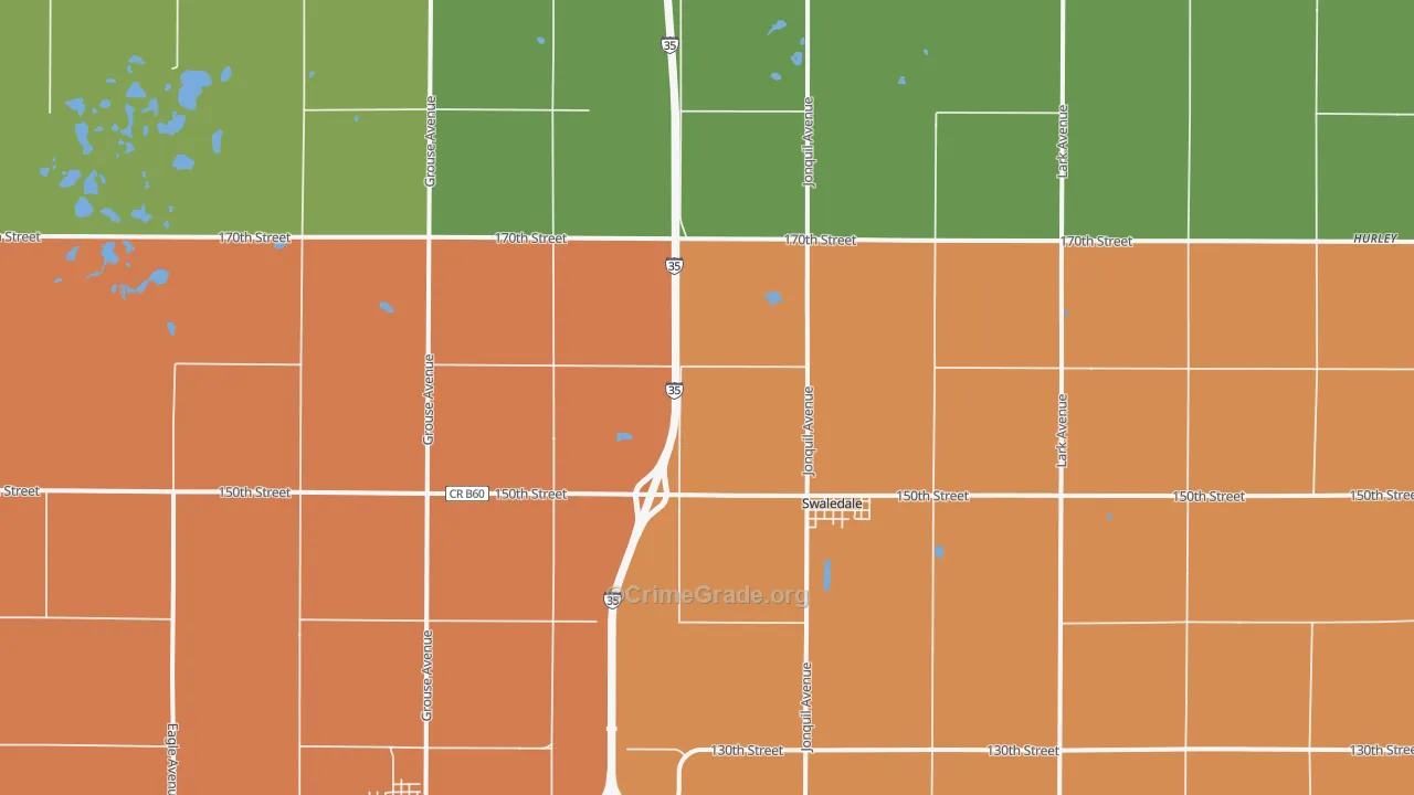 Swaledale, IA Map of Murder Rates